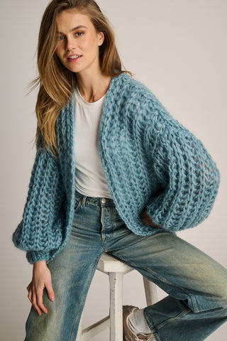 Tessa Cardigan Short Rib Petrol Blue