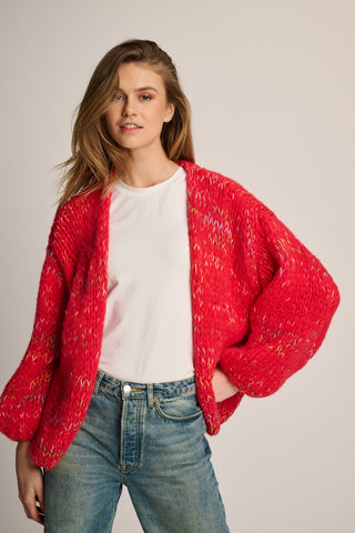 Isa Cardigan Short Red Multi