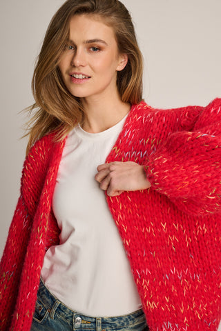 Isa Cardigan Short Red Multi