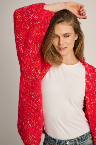Isa Cardigan Short Red Multi