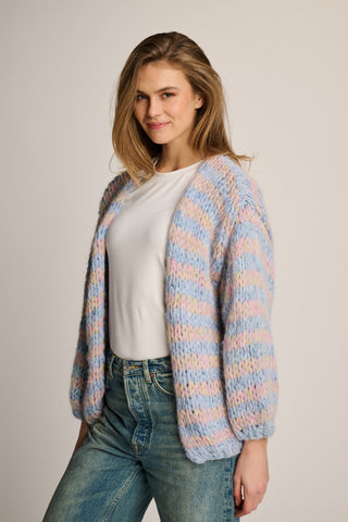 Maud Cardigan Short Pastel Blue / Yellow / Pink