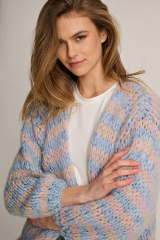 Maud Cardigan Short Pastel Blue / Yellow / Pink