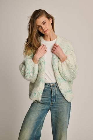 Isa Cardigan Short Off White / Green