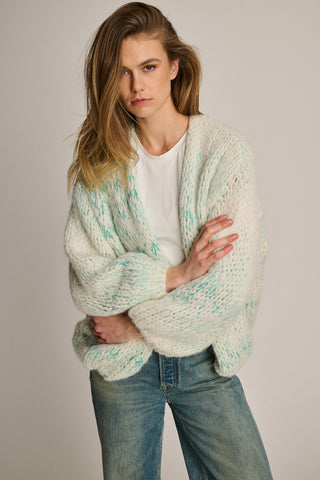 Isa Cardigan Short Off White / Green