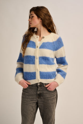 Alice Cardigan Striped Off White / Jeans Blue