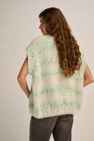 Mae Cardigan Sleeveless Off White / Green