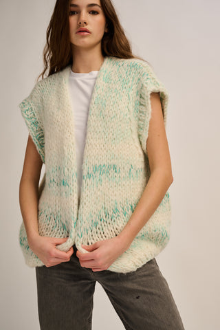 Mae Cardigan Sleeveless Off White / Green