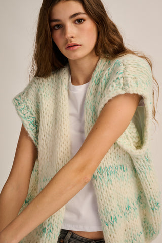 Mae Cardigan Sleeveless Off White / Green