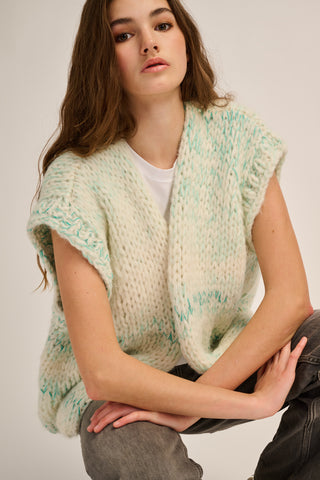 Mae Cardigan Sleeveless Off White / Green
