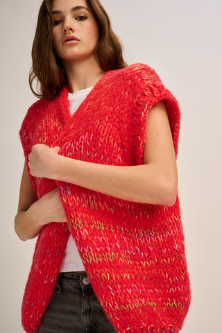 Mae Cardigan Sleeveless Red Multi