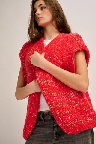 Mae Cardigan Sleeveless Red Multi