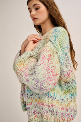 Isa Cardigan Short Mint Multi