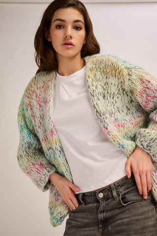 Isa Cardigan Short Mint Multi