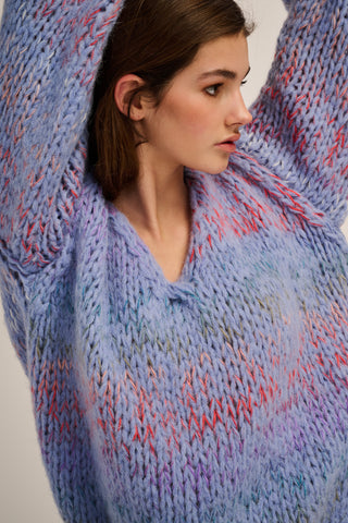 June Pullover V-Neck Jeans Blue Multi