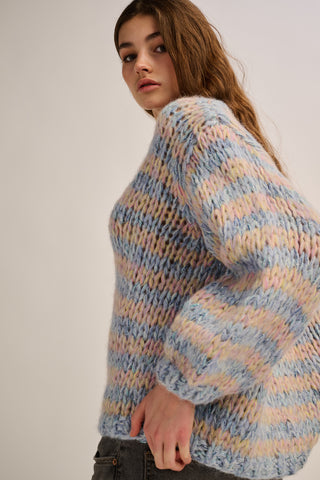 Lizzy Pullover V-Neck Pastel Blue / Yellow / Pink