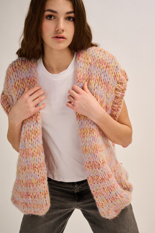 Mira Cardigan Sleeveless Pastel Pink / Yellow