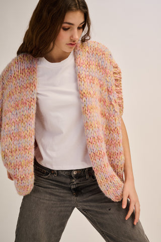 Mira Cardigan Sleeveless Pastel Pink / Yellow
