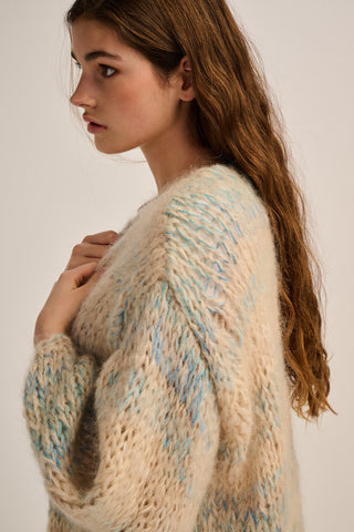 Brigitte Cardigan Short Sand / Blue