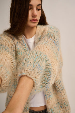 Brigitte Cardigan Short Sand / Blue
