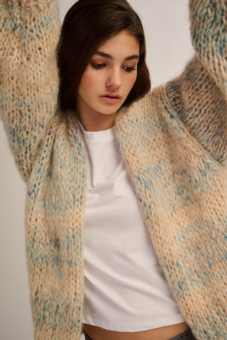 Brigitte Cardigan Short Sand / Blue