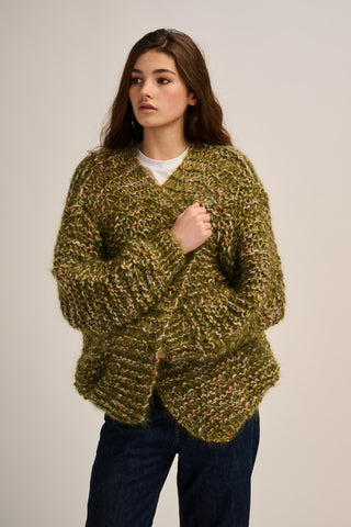 Mia Cardigan Short - Multicolor Khaki