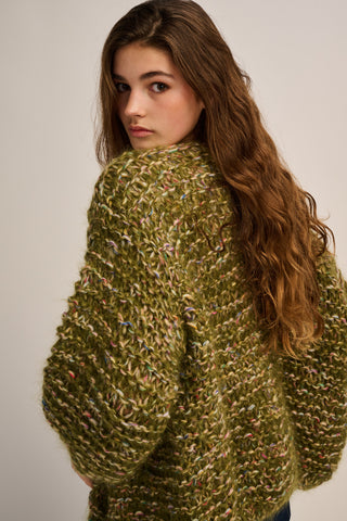 Mia Cardigan Short - Multicolor Khaki