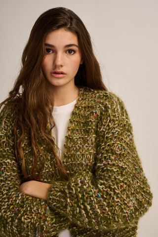 Mia Cardigan Short - Multicolor Khaki