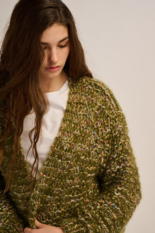 Mia Cardigan Short - Multicolor Khaki