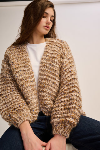 Evelyn Cardigan Short - Beige Multicolor