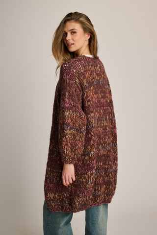Celine Cardigan Long Brown Multi