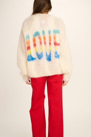 Charlotte Mohair Cardigan - Off White Love Grafitti