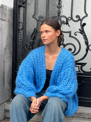 Audrey Cardigan Rib Jeans Blue