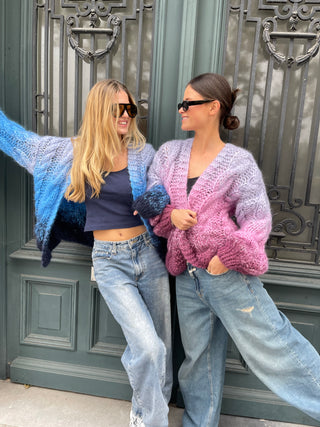 Amelie Cardigan Short Cable Degradé Navy / Jeans Blue / Pastel Blue