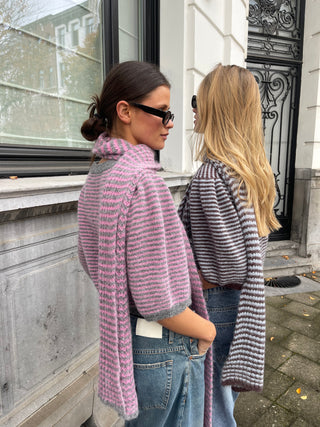 Frederica Pullover Puff Sleeves Grey / Candy Pink