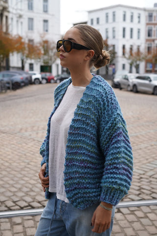 Ava Cardigan Short - Mixed Blue
