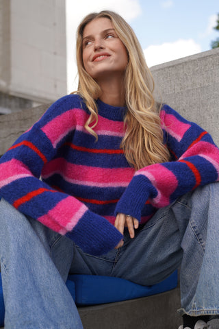 Coco Pullover Crewneck Stripes Blue