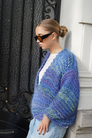 Noah Cardigan Short - Mixed Blue