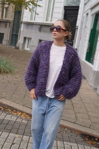 Noah Cardigan Short - Mixed Purple