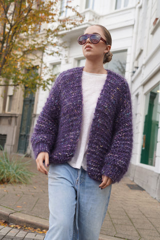 Noah Cardigan Short - Mixed Purple