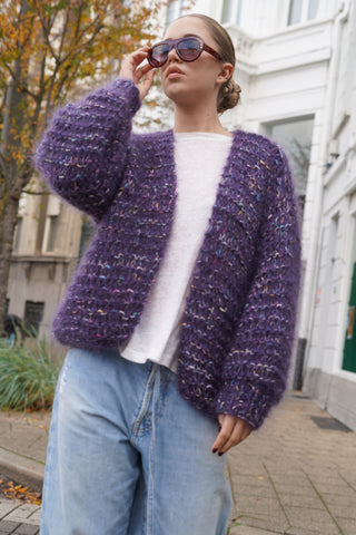 Noah Cardigan Short - Mixed Purple