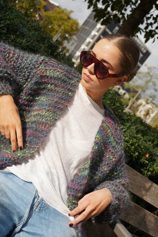 Noah Cardigan Short - Mixed Grey