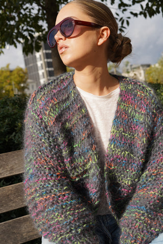 Noah Cardigan Short - Mixed Grey