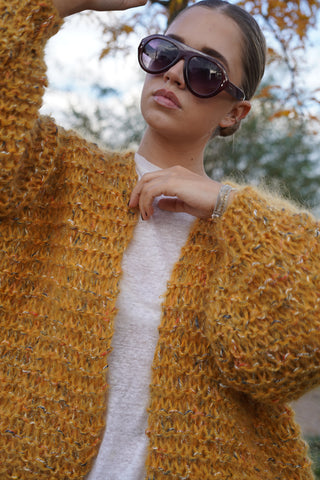Olivia Cardigan Short - Mixed Ochre