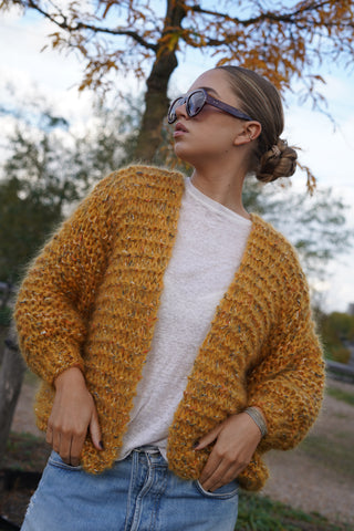Olivia Cardigan Short - Mixed Ochre