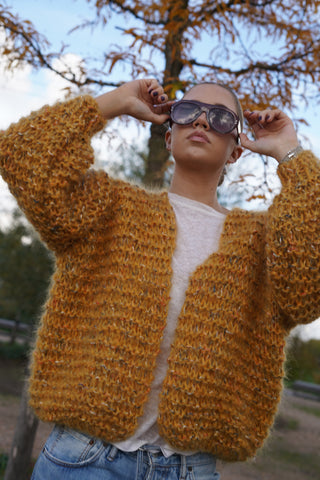 Olivia Cardigan Short - Mixed Ochre