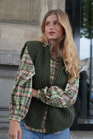 Stella Cardigan Sleeveless Khaki