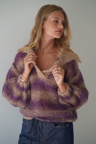 Luna Pullover - Purple/Beige