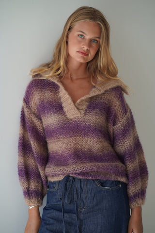 Luna Pullover - Purple/Beige