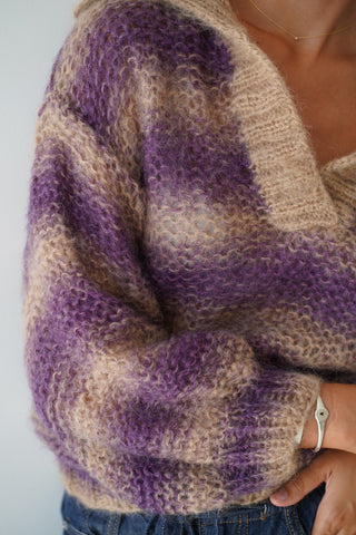 Luna Pullover - Purple/Beige