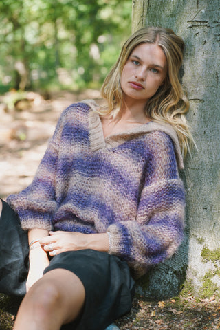 Luna Pullover - Purple/Beige